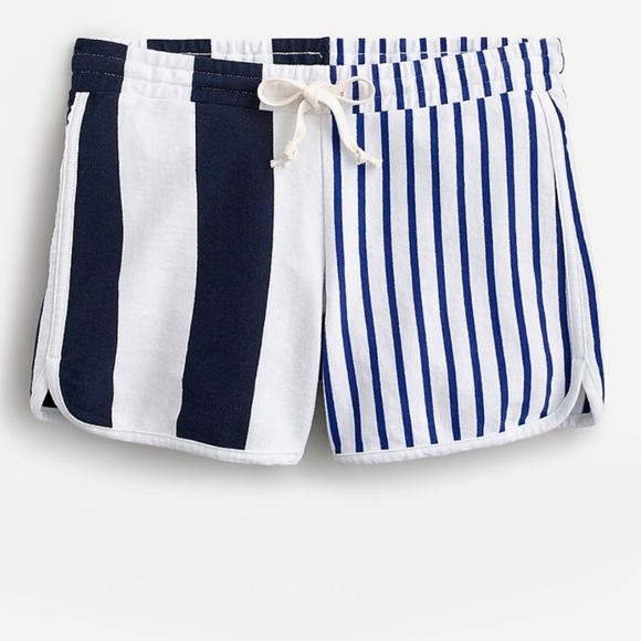 J. Crew NWT Weekend Blue & White Strip Drawstring Cotton Shorts Size S - Picture 1 of 6